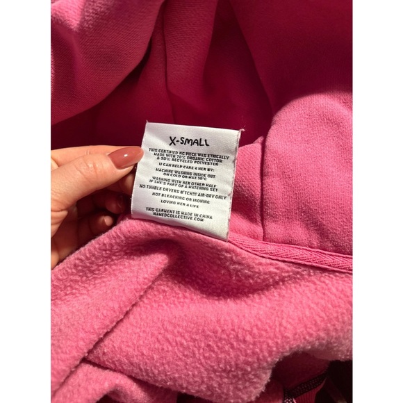Named Collective Hot Pink Hoodie and Sweatpants Set with Black Flame Design - Picture 3 of 6